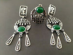 Earrings ring Silver 925 Green jade Armenian Spirit