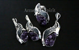 Ring Earrings Pendant amethyst Silver 925