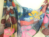 Silk scarf hand painted long Multicolor pink blue Women gift NEW