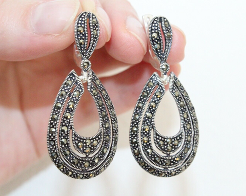 Silver 925 Earrings Marcasite