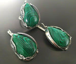 Silver 925 Earrings Ring Malachite