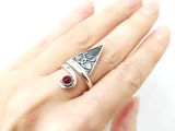 Ring adjustable Silver 925 red quartz