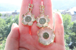 Set ring earrings jade silver 925