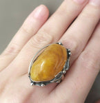 Ring Real amber gemstone Sterling silver 925