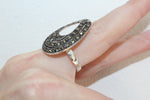 Earrings ring pendant chain Silver 925 marcasite