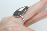 Earrings ring pendant chain Silver 925 marcasite