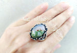 Earrings Ring landscape agate Silver 925