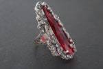 Marcasite ring Sterling Silver 925 red topaz