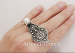 Ring very large leaf Silver 925 Armenian Spirit