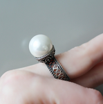 Ring US 7 8 SIZE Silver 925 White big pearl