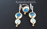 SET Ring earrings chrysocolla moonstone Silver 925 gilded