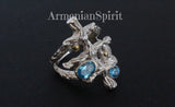 Ring Gilded silver 925 blue zircons