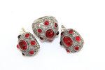 Silver 925 set Red Dome ring Earrings