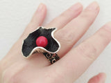 Ring flower Silver 925 coral