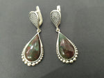 Silver 925 Earrings Ring jewelry agate red green