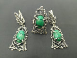 jewelry set earrings and ring malachite