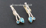 Set earrings ring Silver 925 blue