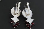 These handmade garnet earrings with English lock are made entirely  925 sterling silver and are a unique work and masterpiece of Armenian jewelry designers. 