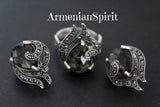 Earrings silver 925 brown topaz Armenian Spirit