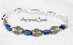 Silver 925 Bracelet Marcasite Blue topaz