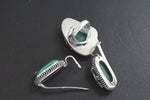 Silver 925 earrings ring lizard malachite