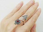 Ring adjustable Silver 925 red quartz