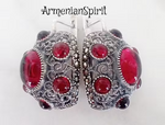 Silver 925 set Red Dome ring Earrings