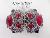 Silver 925 set Red Dome ring Earrings