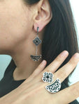 SET Earrings and Ring Silver 925 black onyx