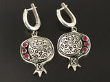 Pomegranate earrings silver 925 garnet red