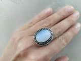 Silver 925 earrings ring pendant moonstone