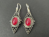 Earrings Hook Silver 925 red