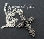 Discover the mystic luxury of our Cross Silver 925 marcasite onyx Armenian Spirit. This large jewelry gift is perfect for goth women and makes for a unique birthday idea. Made with genuine silver and adorned with marcasite and onyx stones, it exudes an aura of elegance and uniqueness.