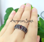 Ring Garnet band sterling silver 925 jewelry