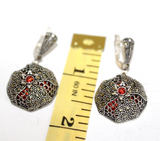 Pomegranate Silver 925 earrings dome Marcasite