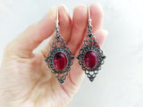 Earrings Hook Silver 925 red