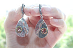 Earrings Silver 925 Taupe teardrop