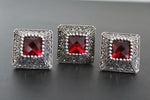 For vintage jewelry lovers! This ring and earrings is a rare find for those you searching brand new but vintage inspired jewelry with marcasites gemstones and red bright topaz. The jewelry set is made of silver 925.