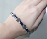 Silver 925 Bracelet Marcasite Blue topaz