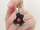 Silver 925 Black Pendant chain Red coral