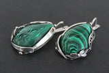 malachite green stripped gemstone earrings silver