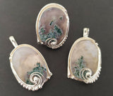 Silver 925 Ring earrings moss agate