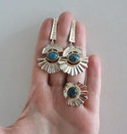 SET Ring earrings chrysocolla silver 925 gilded