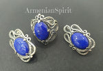 Silver 925 Earrings Ring lapis lazuli