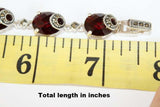 8 inch silver bracelet with wine red stones