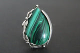 Ring silver 925 malachite gemstone