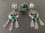 Set earrings ring Silver 925 Green jade