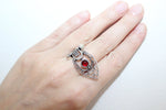 SET Ring earring red quartz silver 925 filigree