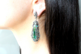 Ring earrings Green topaz Sterling silver 925