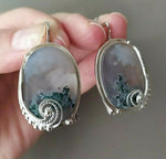 Silver 925 Earrings moss agate